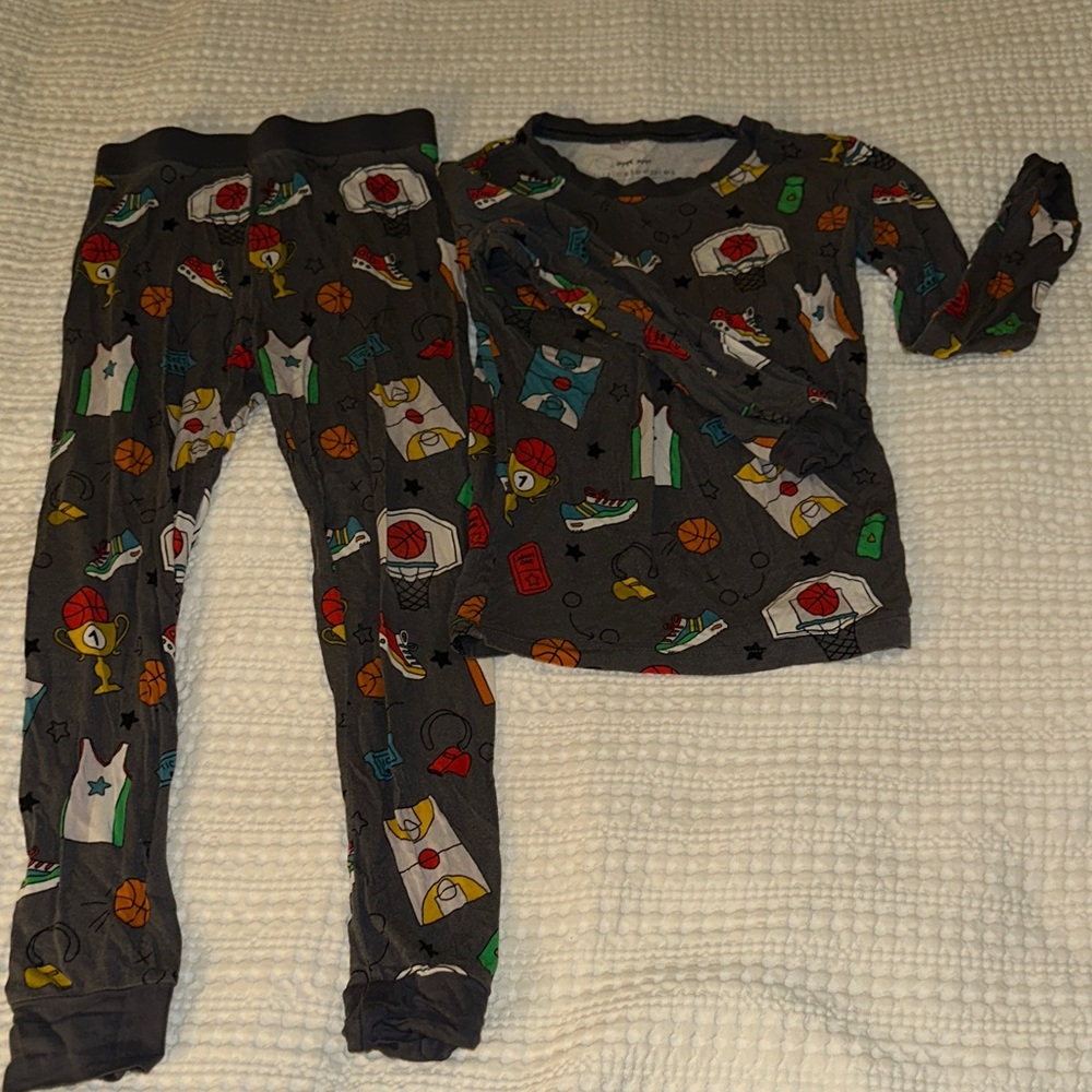 Little Sleepies Basketball Print Gray Pajama Set - Long Sleeve Top & Pants